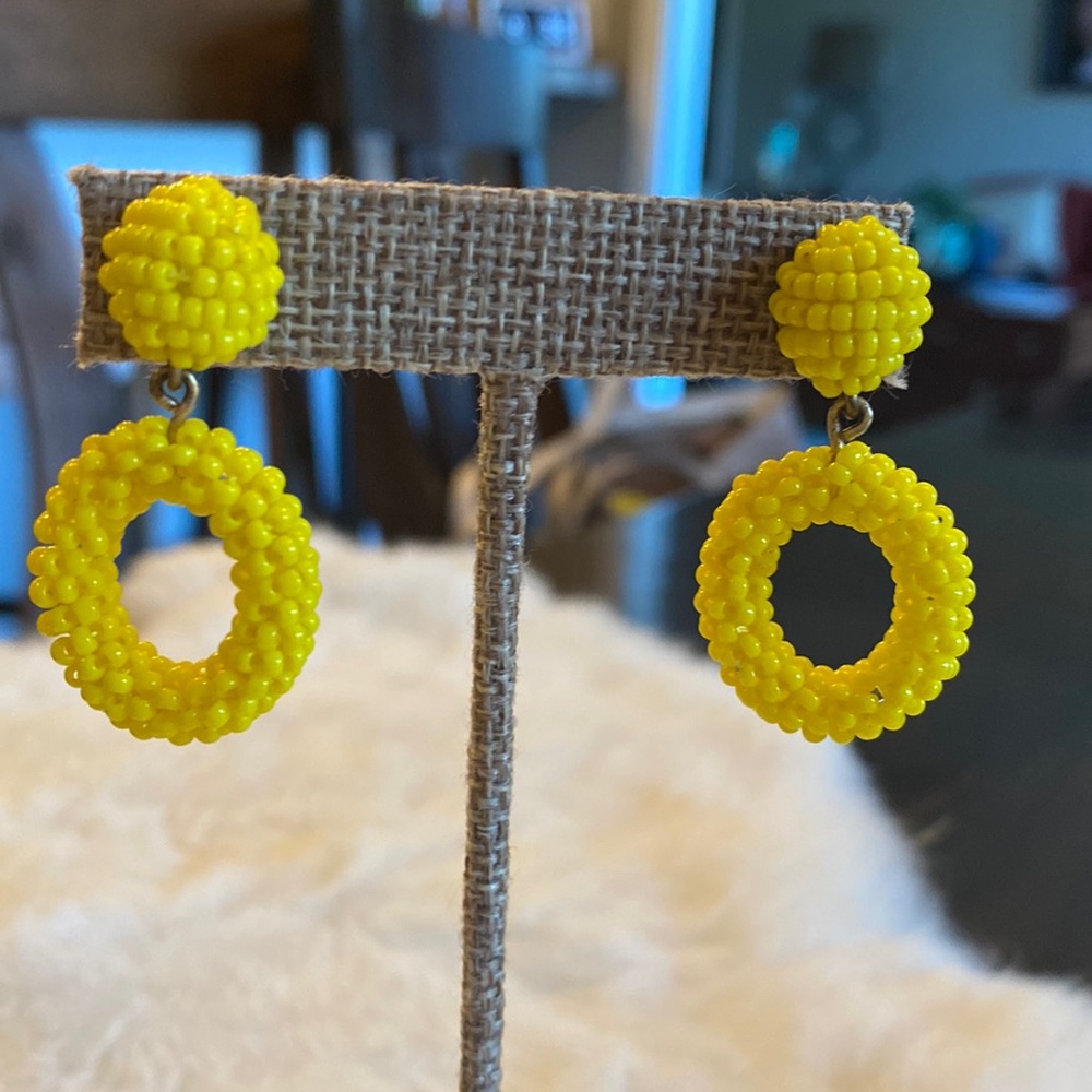 J. Crew earrings in bright yellow. - Picture 2 of 5